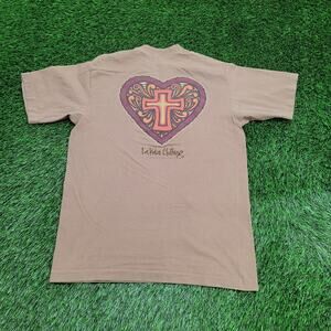 Vintage La-Vida Cross Heart Shirt Medium 20x27 Brown